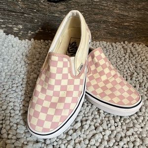 Pink and white checkered vans